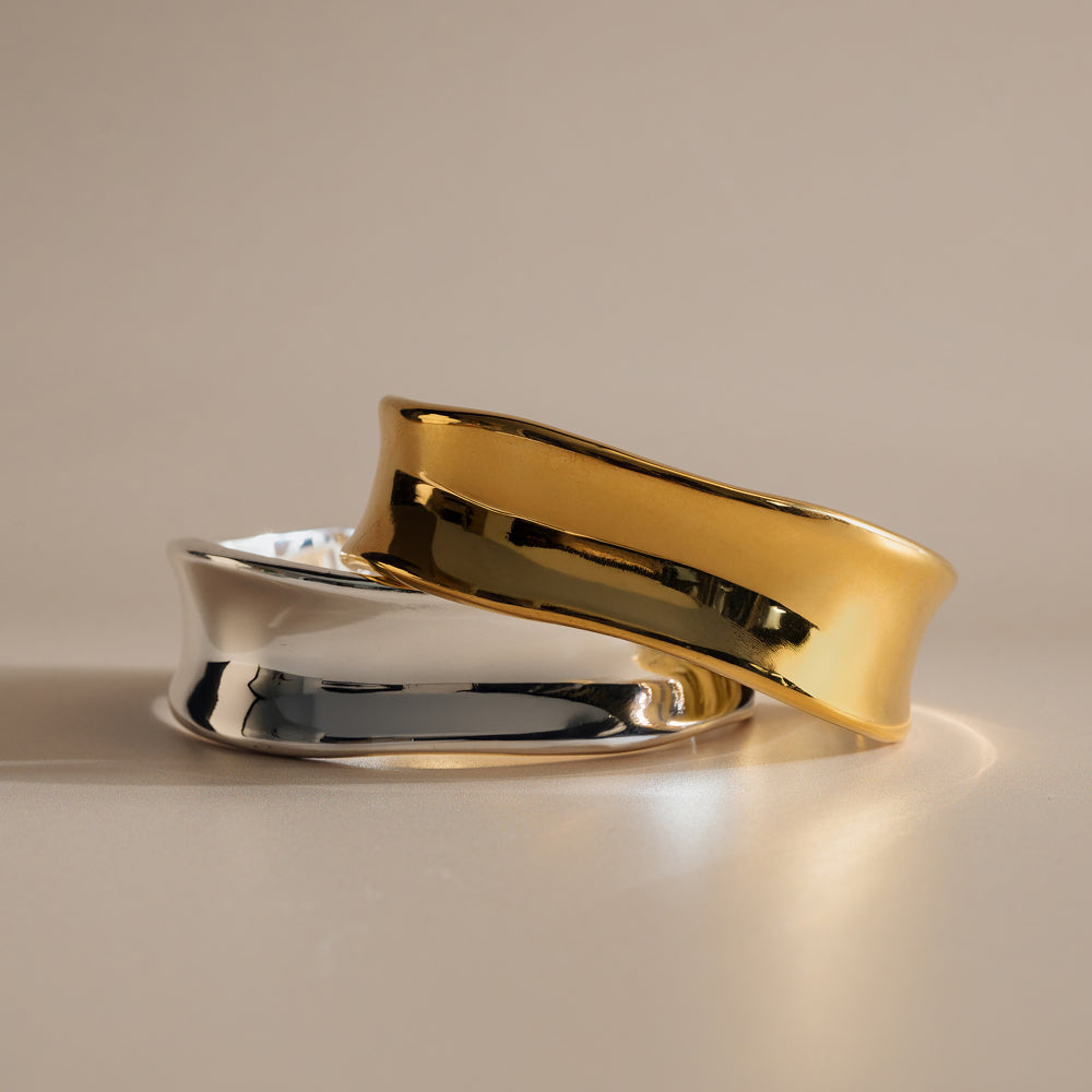 LUXE Polished Molten Bangle Silver - Image 3