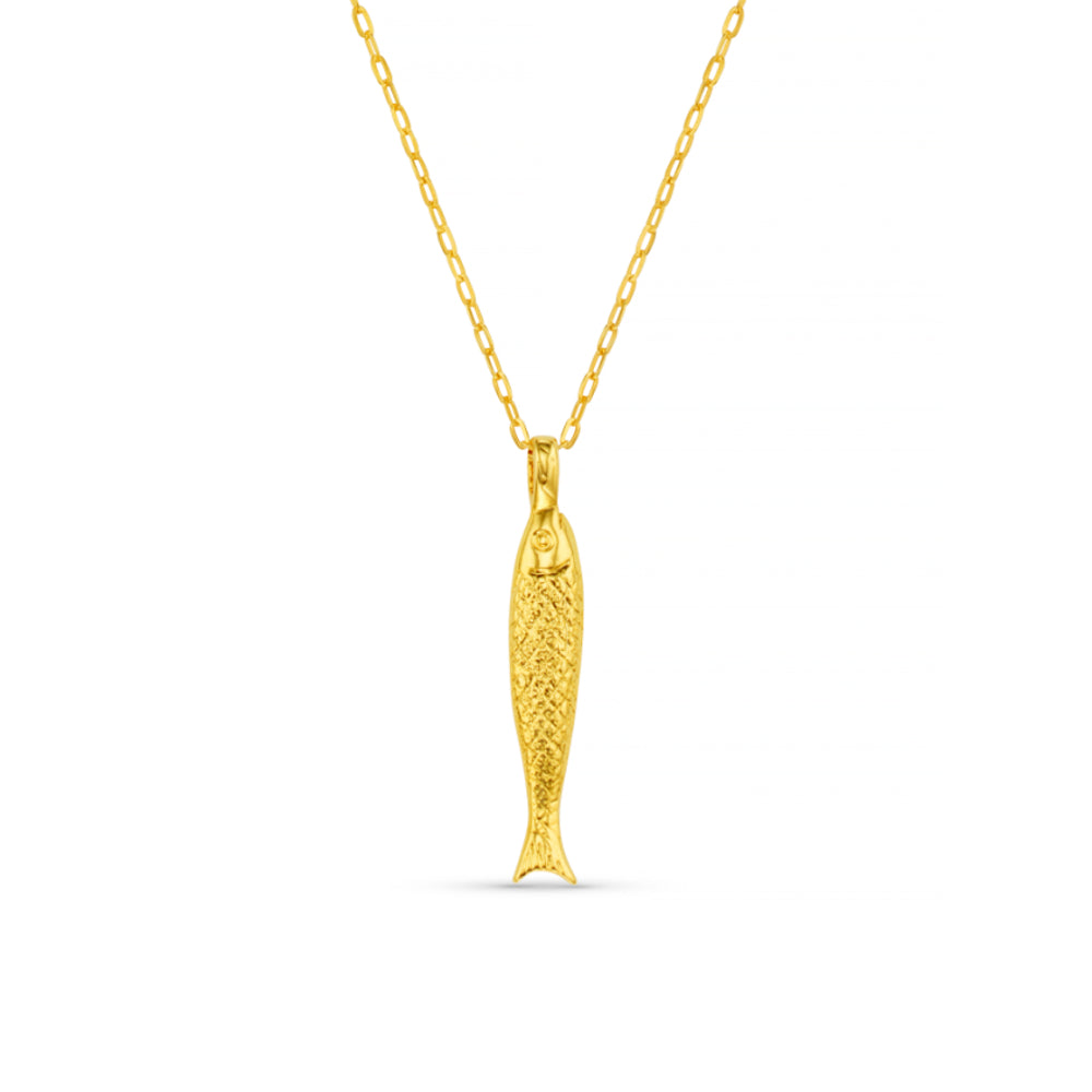 Textured Fish Charm Necklace
