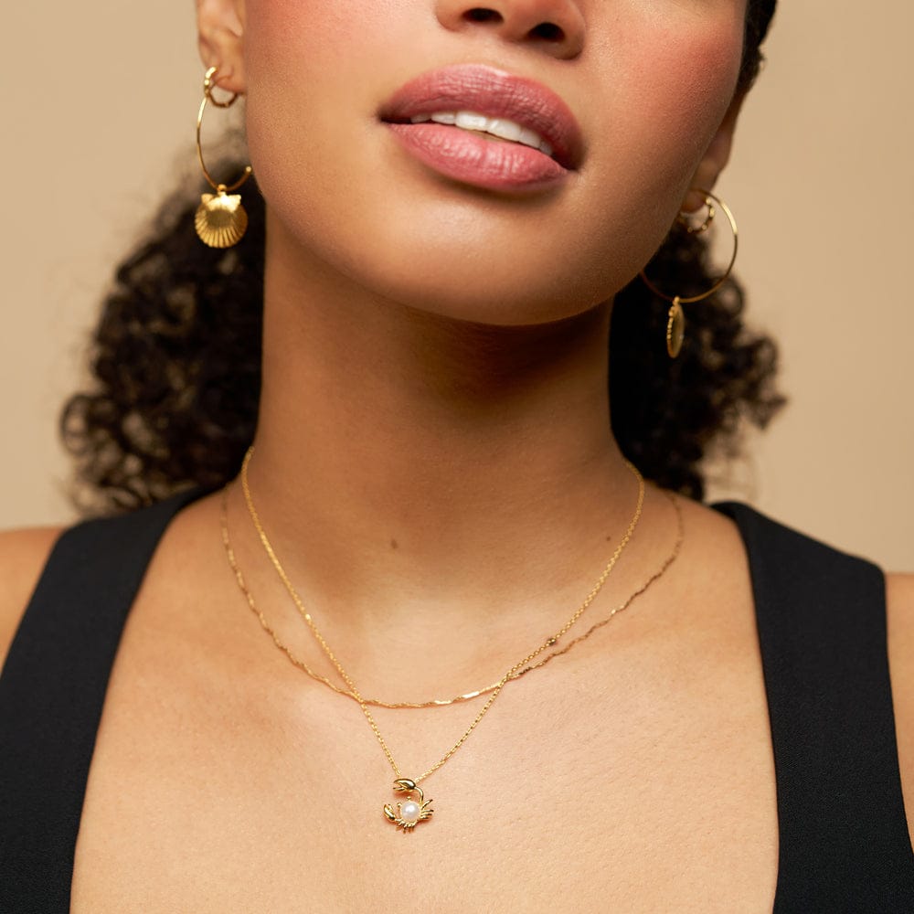 Pavé Shell Fine Hoop Earrings - Image 2